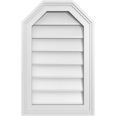 Ekena Millwork Octagonal Top Surface Mount PVC Gable Vent w/ 2"W x 1-1/2"P Brickmould Frame, 14"W x 22"H GVPOT14X2202SN